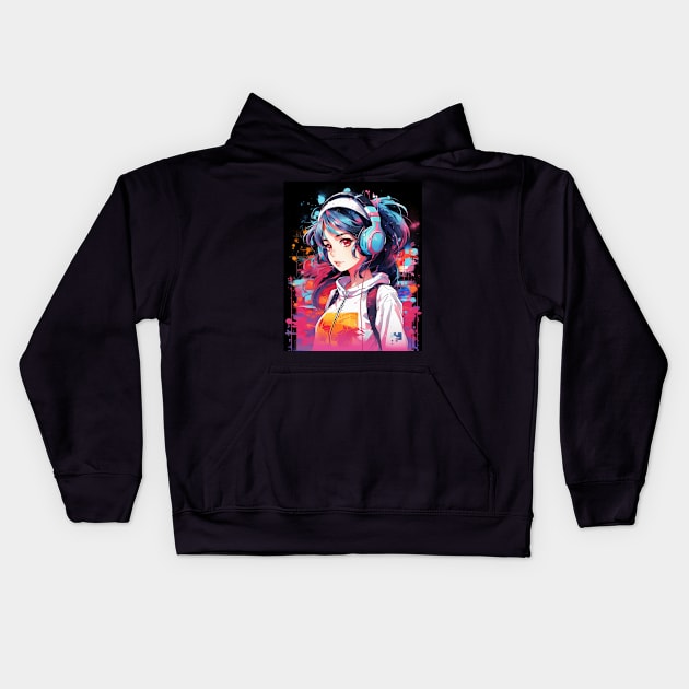 Kawaii Anime Girl Waifu Otaku - Japanese Aesthetic Kids Hoodie by Spit in my face PODCAST